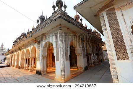 Beautiful architecture of historic Paigah tombs ruins in Hyderabad, India