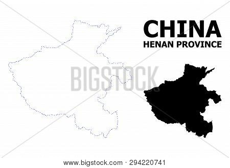 Vector Contour Map Of Henan Province With Title. Map Of Henan Province Is Isolated On A White Backgr