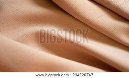 Gabardine Costume Cloth Background, Pearl Pink Fabric, Close-up.