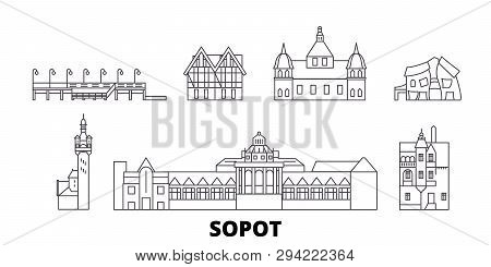 Poland, Sopot Line Travel Skyline Set. Poland, Sopot Outline City Vector Illustration, Symbol, Trave