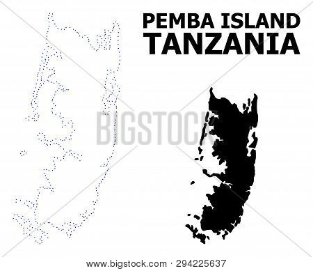 Vector Contour Map Of Pemba Island With Name. Map Of Pemba Island Is Isolated On A White Background.