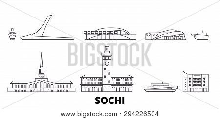 Russia, Sochi Line Travel Skyline Set. Russia, Sochi Outline City Vector Illustration, Symbol, Trave
