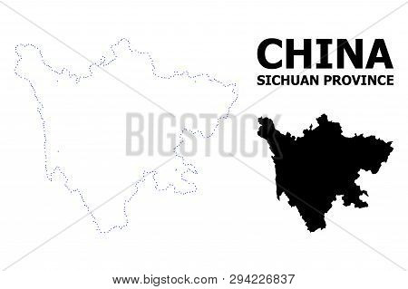 Vector Contour Map Of Sichuan Province With Name. Map Of Sichuan Province Is Isolated On A White Bac
