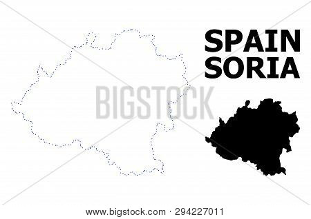 Vector Contour Map Of Soria Province With Title. Map Of Soria Province Is Isolated On A White Backgr