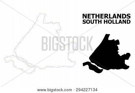 Vector Contour Map Of South Holland With Caption. Map Of South Holland Is Isolated On A White Backgr