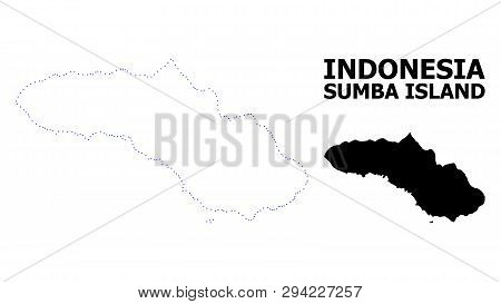 Vector Contour Map Of Sumba Island With Title. Map Of Sumba Island Is Isolated On A White Background