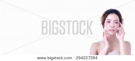 Beauty Concept. Beauty Spa Woman With Perfect Skin Portrait. Beautiful Woman Face Close Up Studio On