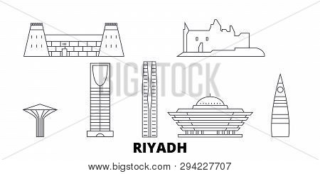 Saudi Arabia, Riyadh  Line Travel Skyline Set. Saudi Arabia, Riyadh  Outline City Vector Illustratio