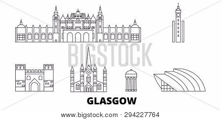 Scotland, Glasgow City Line Travel Skyline Set. Scotland, Glasgow City Outline City Vector Illustrat