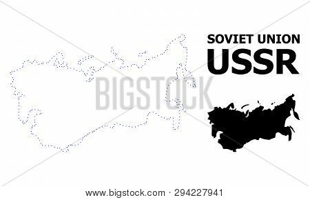 Vector Contour Map Of Ussr With Name. Map Of Ussr Is Isolated On A White Background. Simple Flat Dot