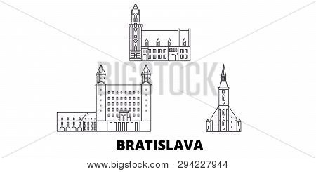 Slovakia, Bratislava Line Travel Skyline Set. Slovakia, Bratislava Outline City Vector Illustration,