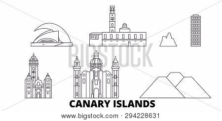Spain, Canary Islands Line Travel Skyline Set. Spain, Canary Islands Outline City Vector Illustratio
