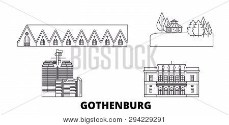 Sweden, Gothenburg Line Travel Skyline Set. Sweden, Gothenburg Outline City Vector Illustration, Sym