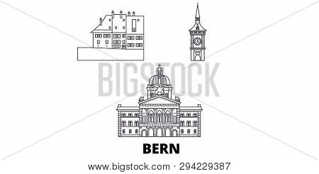Switzerland, Bern Line Travel Skyline Set. Switzerland, Bern Outline City Vector Illustration, Symbo
