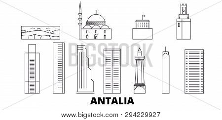Turkey, Antalia Line Travel Skyline Set. Turkey, Antalia Outline City Vector Illustration, Symbol, T