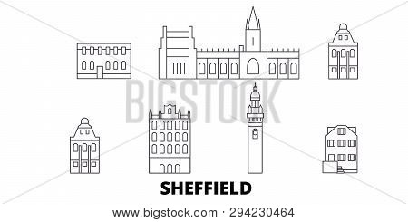 United Kingdom, Sheffield Line Travel Skyline Set. United Kingdom, Sheffield Outline City Vector Ill