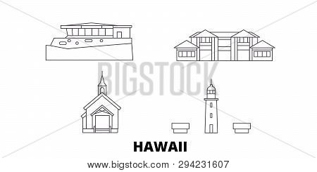 United States, Maui Line Travel Skyline Set. United States, Maui Outline City Vector Illustration, S