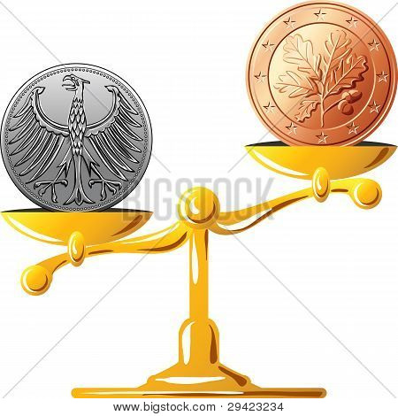 Vektor deutsche Mark gegenÃ¼ber dem euro