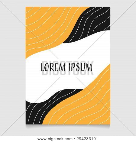 Abstract  Yellow Shape With Line, Vector Background Template