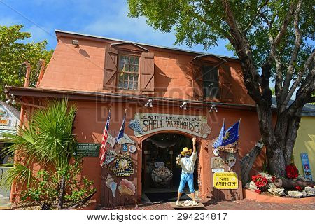 Key West, Fl, Usa - Dec 20, 2012: Key West Shell Warehouse At Mallory Square In Key West, Florida, U