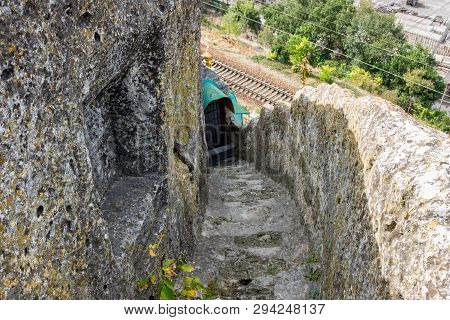 Stairs Cut In The Rock. The Cave Monastery. Crimea, Inkerman