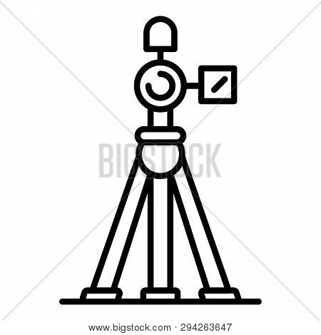 Video Camera On Tripod Icon. Outline Video Camera On Tripod Vector Icon For Web Design Isolated On W
