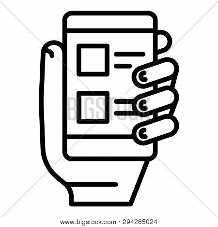 Take Smartphone Vote Icon. Outline Take Smartphone Vote Vector Icon For Web Design Isolated On White