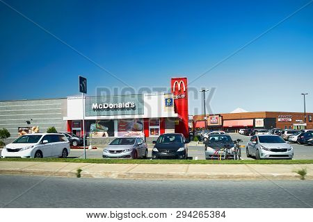 Montreal, Quebec, Canada, August 31, 2018: Mcdonalds Restaurant Sign And Logo On The Road To Ottawa 