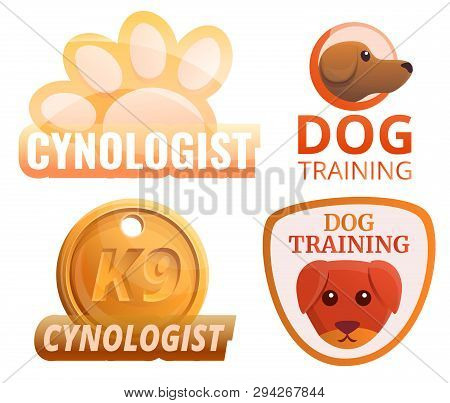 Cynologist Logo Set. Cartoon Set Of Cynologist Vector Logo For Web Design