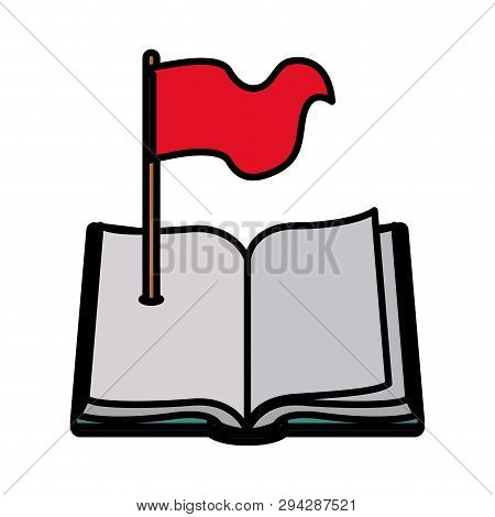 Text Book With Flag Isolate Icon Vector Illustration Design