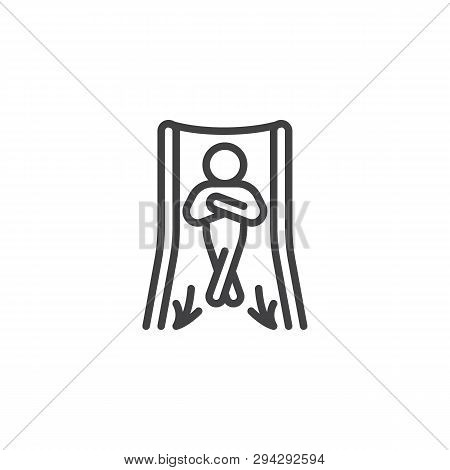 Man Sliding Down In A Water Slide Line Icon. Linear Style Sign For Mobile Concept And Web Design. Ma
