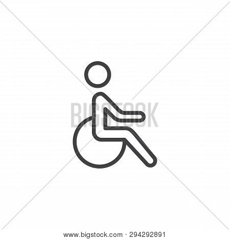 Disability, Handicap Line Icon. Linear Style Sign For Mobile Concept And Web Design. Wheelchair Hand