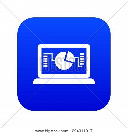 Laptop With Business Graph Icon Digital Blue For Any Design Isolated On White Vector Illustration