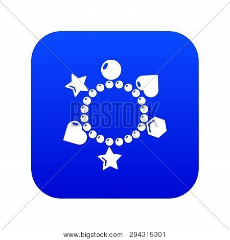 Charm Bracelet Icon Blue Vector Isolated On White Background