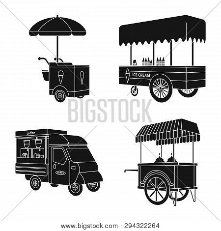 Vector Illustration Of Container And Outdoor Symbol. Set Of Container And Kiosk Vector Icon For Stoc