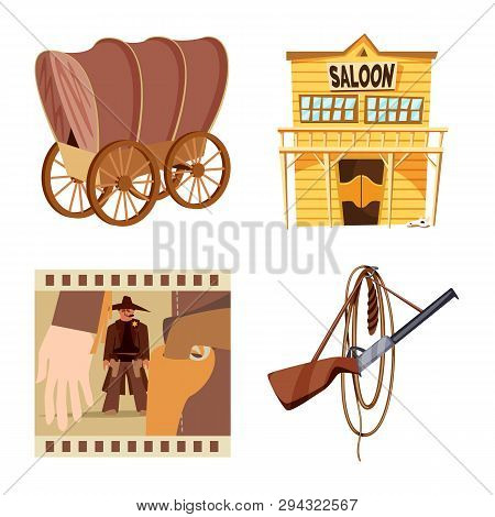 Isolated Object Of Wild And West Logo. Set Of Wild And American Stock Vector Illustration.