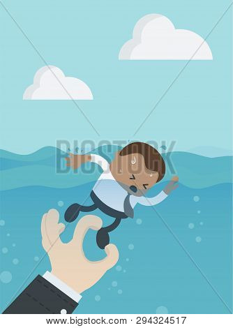 Drowning Businessman. Abstract Background,  Melts, Drowns. Vector Concept Illustration