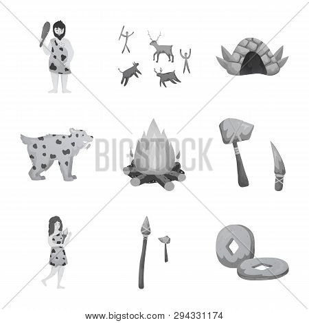 Vector Design Of History And Era Logo. Collection Of History And Neolithic Vector Icon For Stock.