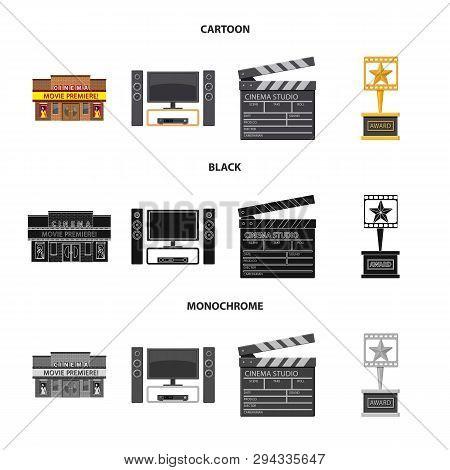 Vector Design Of Television And Filming Sign. Collection Of Television And Viewing Stock Vector Illu