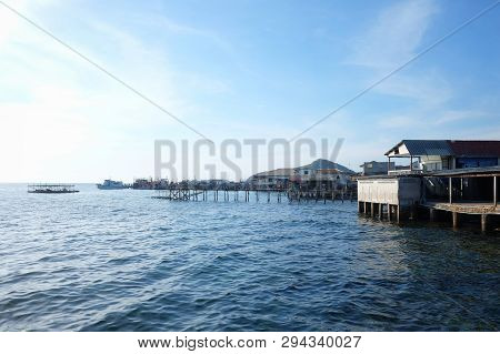 Bridge Of Samaesarn Port In Daytime View And Blue Sky,chong Samaesarn Is A Popular Tourist Destinati