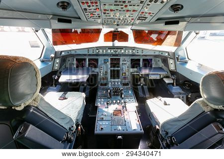 Cockpit On The Plane,the View From The Inside.