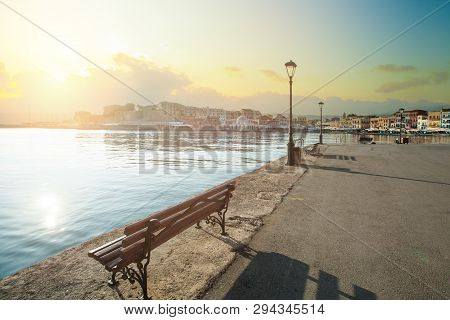 View Of The Old Port Of Chania, Crete, Greece