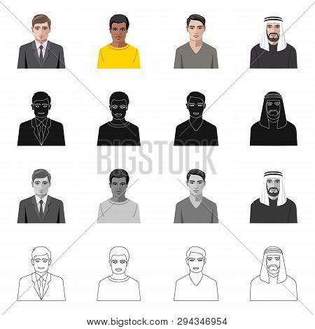 Vector Design Of Hairstyle And Profession  Symbol. Set Of Hairstyle And Character  Vector Icon For S