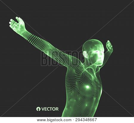 3d Model Of Man. Human Body. Design Element. Vector Illustration.