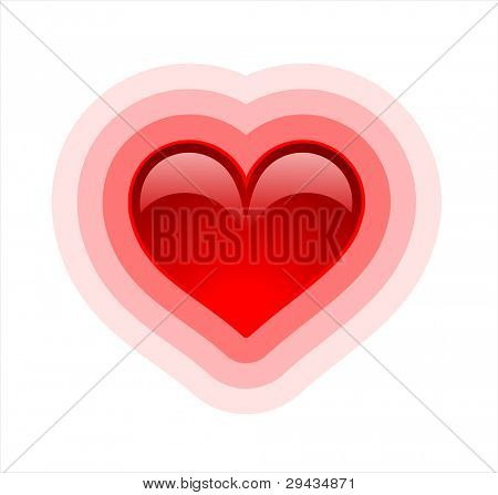 Sfondo con cuore lucido sul bianco, variante 1