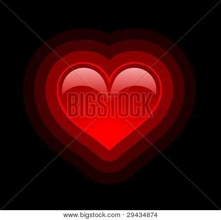 Sfondo con cuore lucido su nero, variante 2