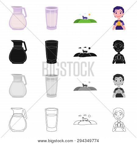 Vector Design Of Creamy And Product Logo. Collection Of Creamy And Farm Stock Vector Illustration.