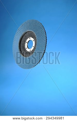 Abrasive Wheel Isolated On White Background. Grinder Disc On The Blue Background