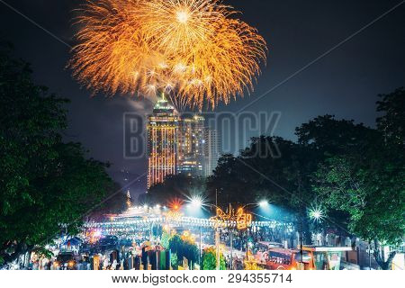 Fireworks On Sinulog Festival In Cebu City, Philippines