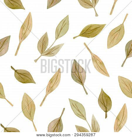Seamless Pattern Of Hand Drawn Watercolor Delicate Flowers And Leaves. Design For Wedding Invitation